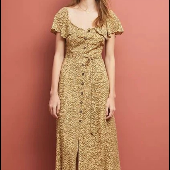 Leopard print Anthropologie dress sz 0 - Picture 14 of 15